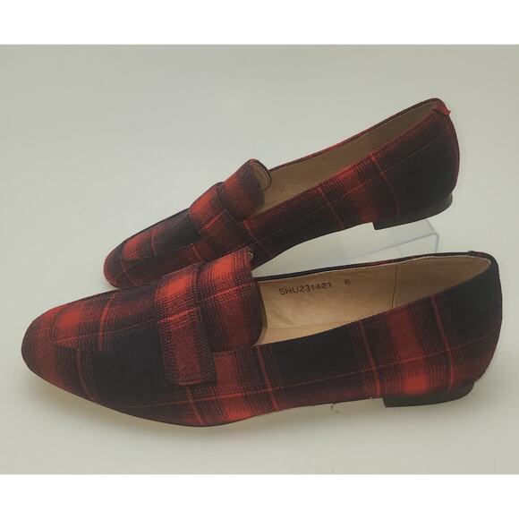 J. Jill Shoes - J.Jill Loafers Womens 8 Adelaide Red Black Plaid cloth Christmas Buffalo